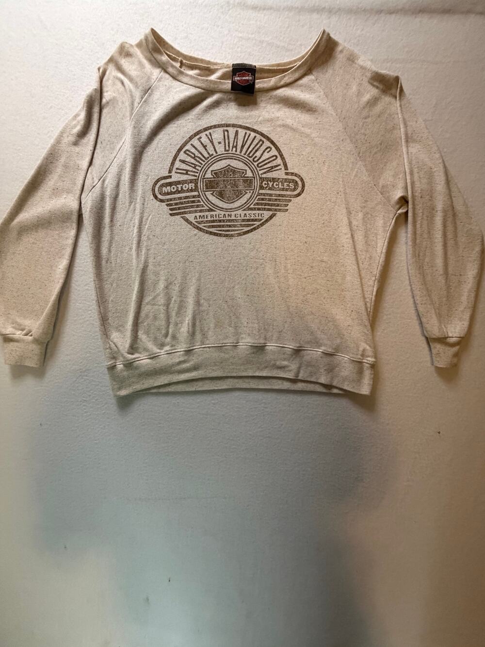 Harley-Davidson Women’s Oatmeal Wide Neck Sweatshirt Smokey Mountain TN Medium
